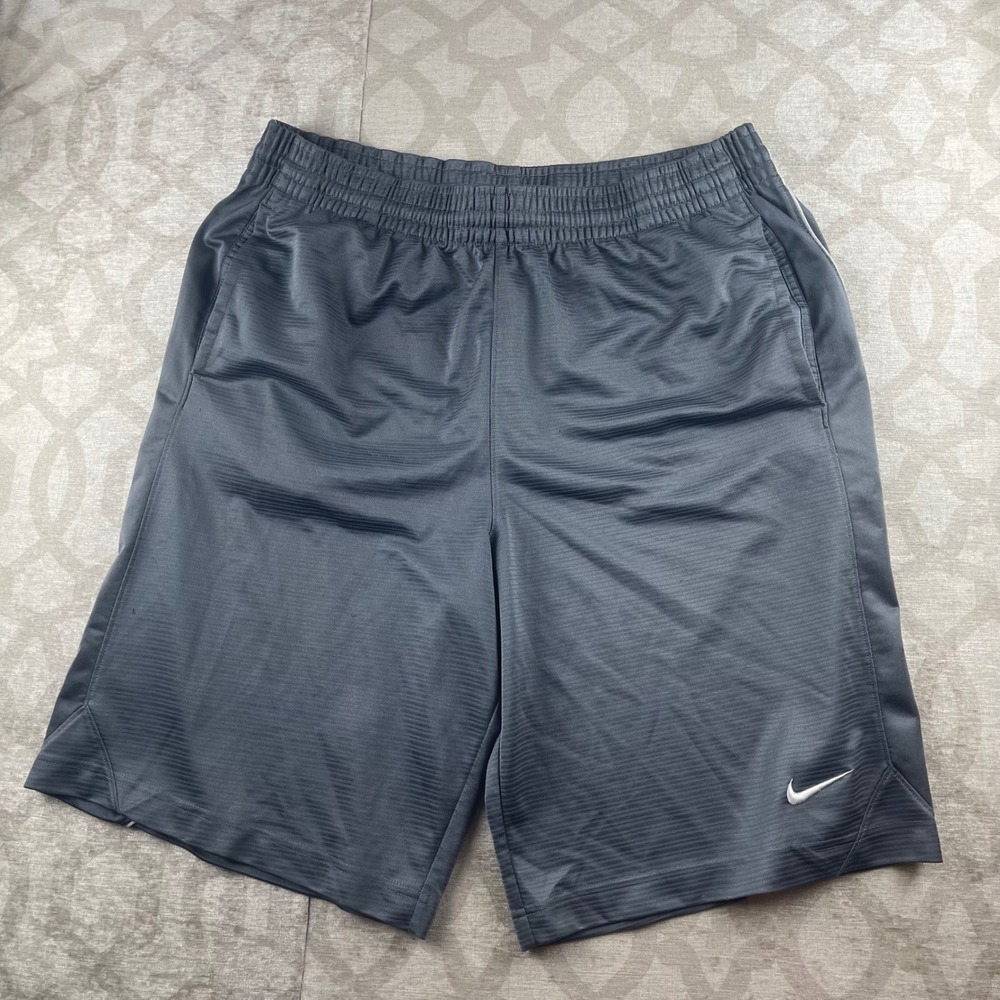 Nike Dri-FIT Mens Large Gray Striped Basketball Athletic Shorts 405996-065